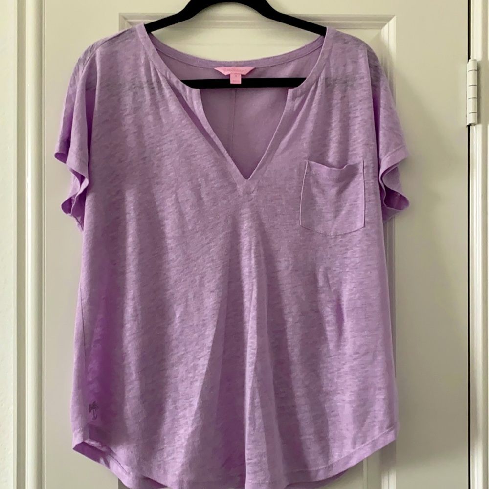 Lilly Pulitzer Light Purple 100% Linen Top